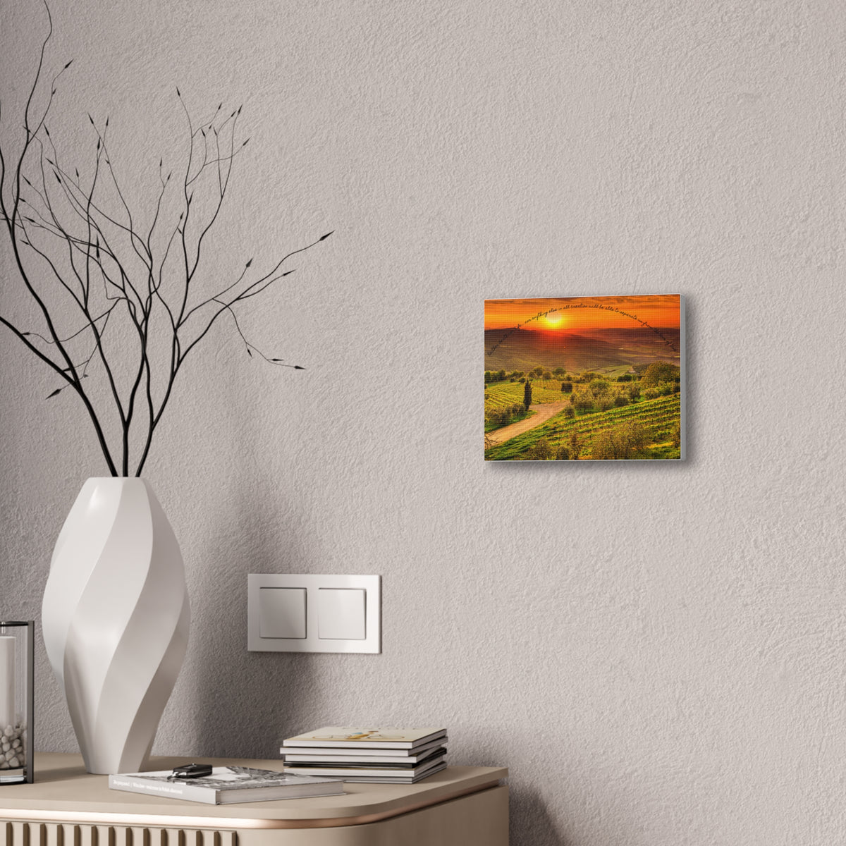 A Sunset Vineyard Canvas Art Print, Nature Wall Decor, Inspirational Quote Wall Art, Home Decor, Gift for Wine Lovers